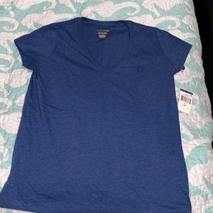 NWT Heathered Blue V-NecK Polo T-shirt